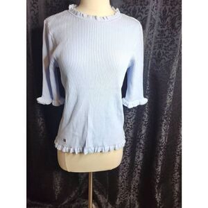 Lauren Ralph Lauren | Blue Scalloped Edge Blouse